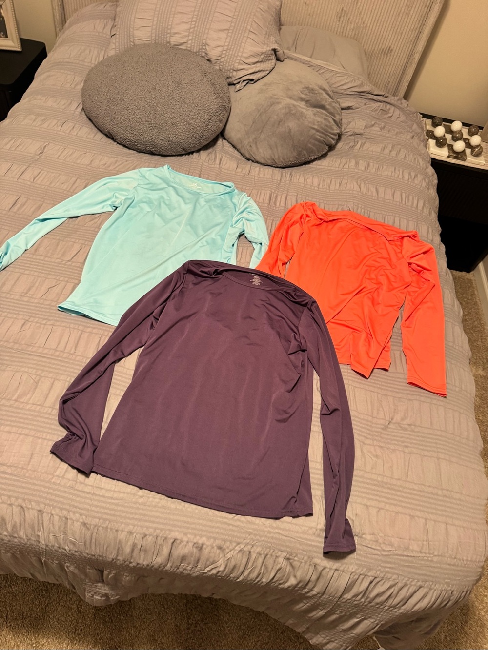 RealEssentials Women's Long-Sleeve Tops - 3 for 1- Purple, Coral, teal - small